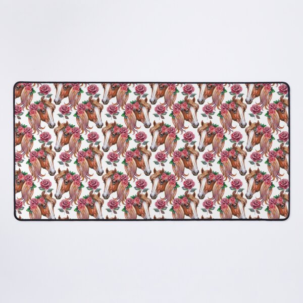 Item preview, Hand drawn watercolor cute seamless pattern illustration brown horses and pink roses on the white background designed and sold by NataliMias.