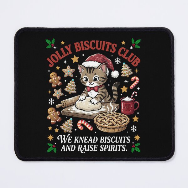 Item preview, Jolly Biscuits Club Funny Christmas Cat Baking Design designed and sold by FreshVibe Prints.