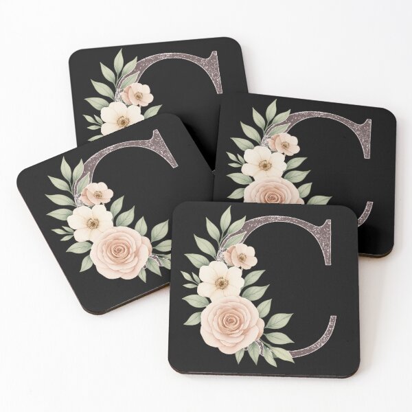 Item preview, Floral Letter C Monogram – Blush Rose Initial C designed and sold by PunchDrop.