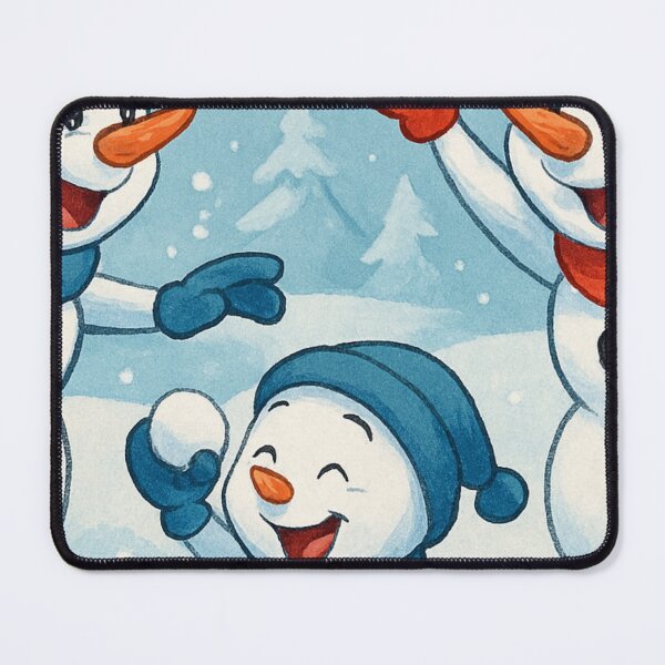 Item preview, Happy Watercolor Snowman Family - Winter Christmas Scene Blue Red designed and sold by Lyvion design.