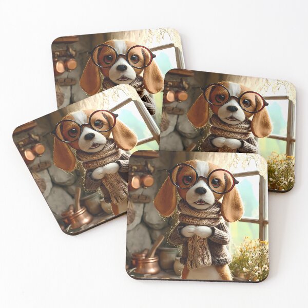 Item preview, Cozy Cottagecore Baking - Felt Beagle in Rustic Kitchen designed and sold by BadBeaverDesign.