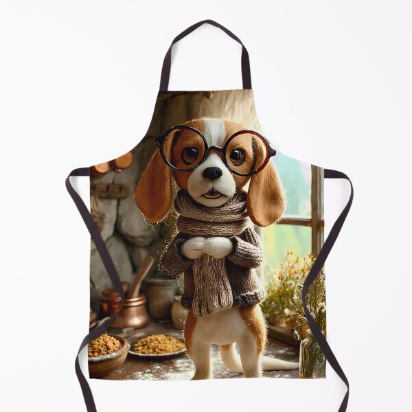 Item preview, Cozy Cottagecore Baking - Felt Beagle in Rustic Kitchen designed and sold by BadBeaverDesign.