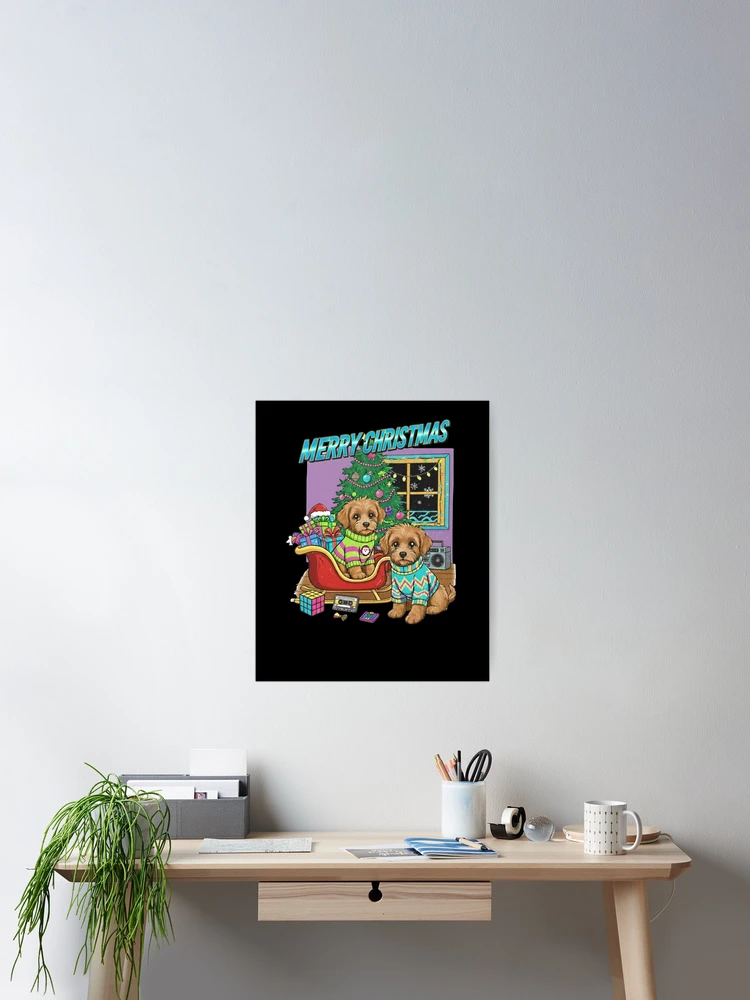 Thumbnail 2 of 3, Poster, Merry Christmas Cockapoo 80s Design! designed and sold by RNTStudio.