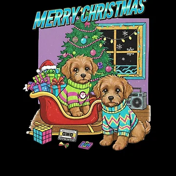 Artwork thumbnail, Merry Christmas Cockapoo 80s Design! by RNTStudio