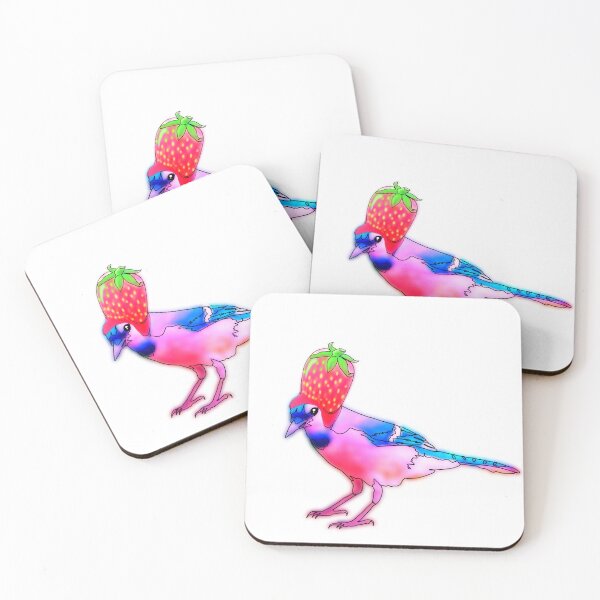 Item preview, Blue jay wearing strawberry Hat - animalzinhats  designed and sold by Ashley’sAnimalz.