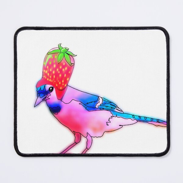 Item preview, Blue jay wearing strawberry Hat - animalzinhats designed and sold by Ashley’sAnimalz.