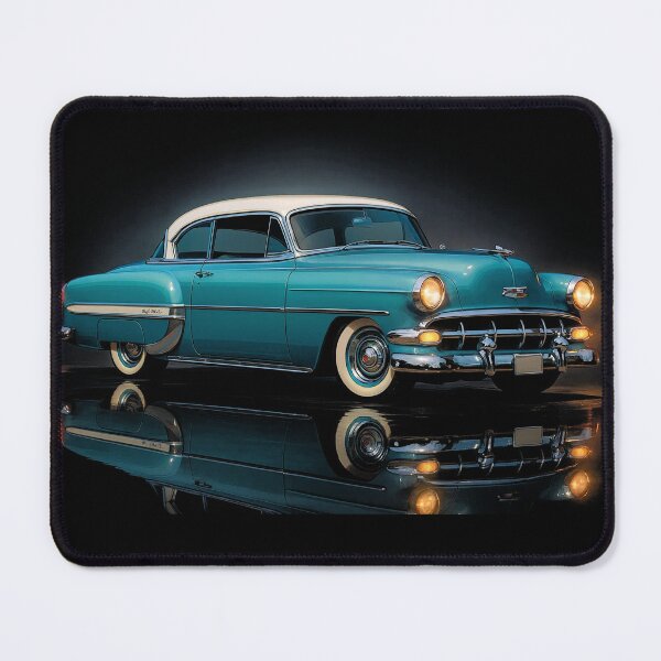 Item preview, 1954 Chevrolet Bel Air Artwork – Retro Turquoise Classic Car Illustration designed and sold by Stinky Lincy's Apparel Company.