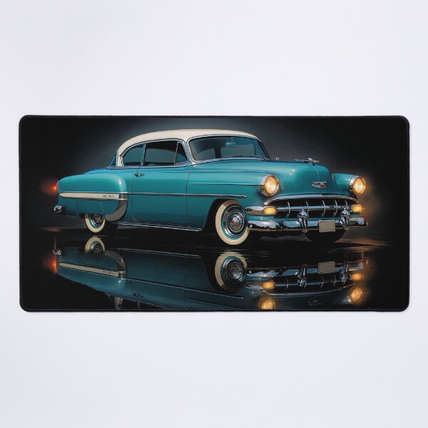 Item preview, 1954 Chevrolet Bel Air Artwork – Retro Turquoise Classic Car Illustration designed and sold by Stinky Lincy's Apparel Company.
