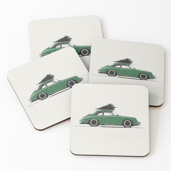 Item preview, Vintage Green Porsche 356 Christmas Tree essential illustration designed and sold by blackdogshop.