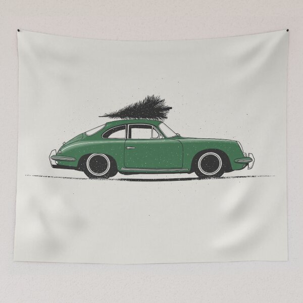 Item preview, Vintage Green Porsche 356 Christmas Tree essential illustration designed and sold by blackdogshop.
