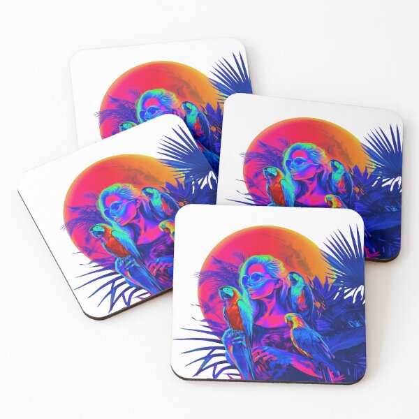 Item preview, Neon Jungle Goddess with Parrots – Vibrant Tropical Cyber Art designed and sold by DuncanMaxStar .