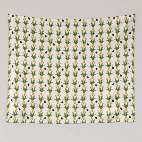 Item preview, Yellow tulip and Ladybug Seamless Pattern designed and sold by VOXEAU.