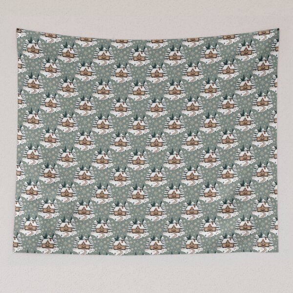 Item preview, Log cabin in the snowy woods - winter pattern designed and sold by shmupod.