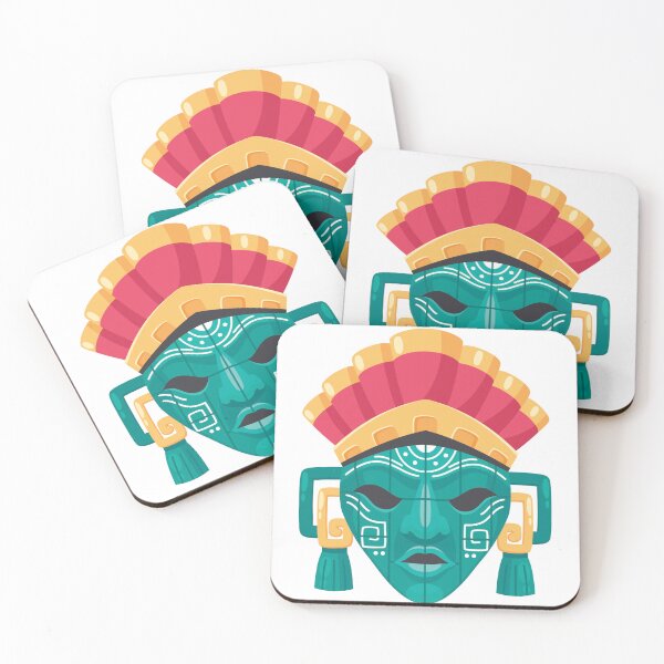 Item preview,  Illustrated Aztec Tribal Mask – Colorful Design designed and sold by Lingueree.