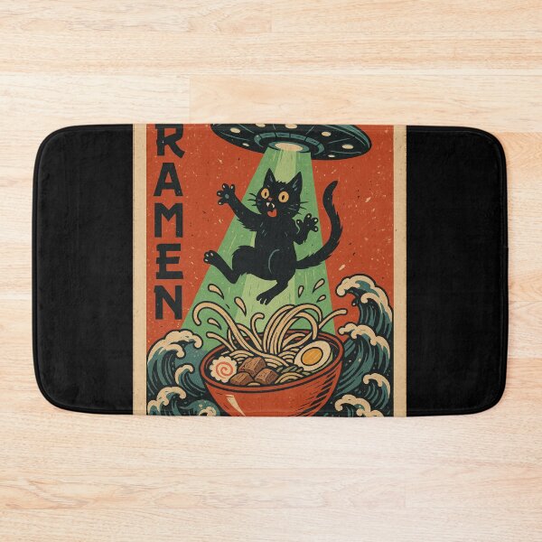 Item preview, UFO Ramen Cat – Retro Vintage Japanese Noodle Alien Abduction Art designed and sold by YYoYY.