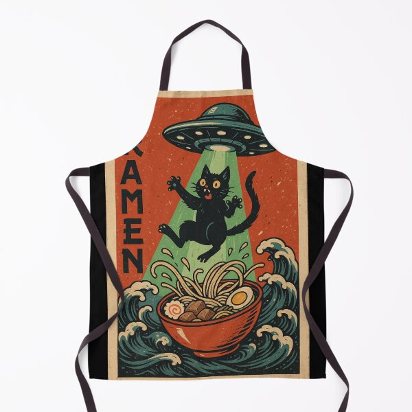 Item preview, UFO Ramen Cat – Retro Vintage Japanese Noodle Alien Abduction Art designed and sold by YYoYY.