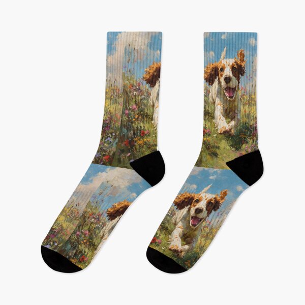 Item preview, A lively Cocker Spaniel bounding through a field of wildflowers, Dogs in Motion designed and sold by CDC40.