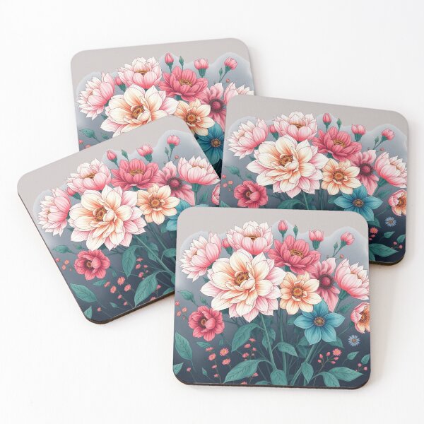 Item preview, pastel red& pink floral art designed and sold by  Mudikeys.