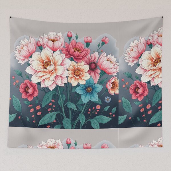 Item preview, pastel red& pink floral art designed and sold by  Mudikeys.