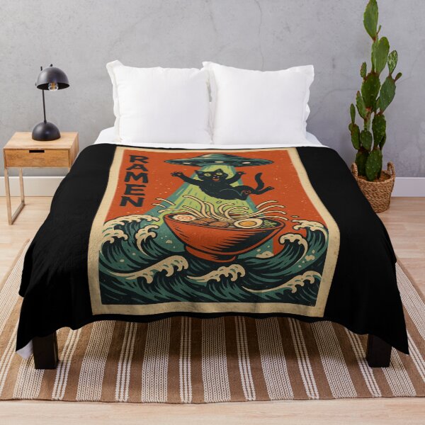 Item preview, UFO Ramen Cat – Retro Japanese Vintage Alien Abduction Noodle Art designed and sold by YYoYY.