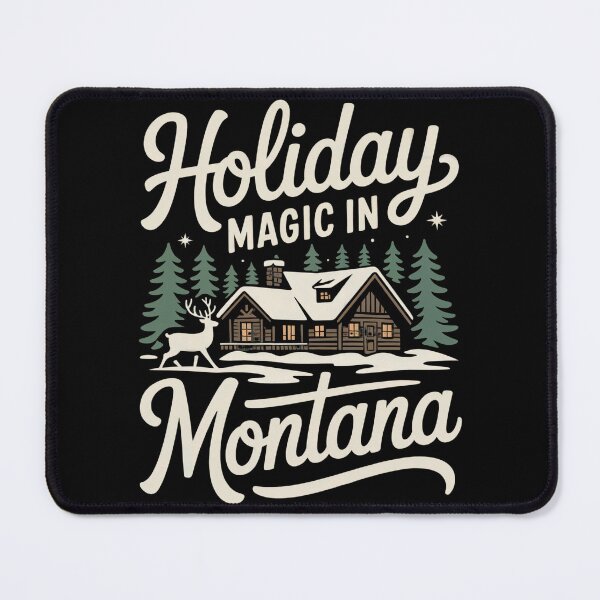 Item preview, Holiday Magic in Montana – Vintage Winter Cabin, Deer & Pines Christmas Design designed and sold by Happy'CLICK'.