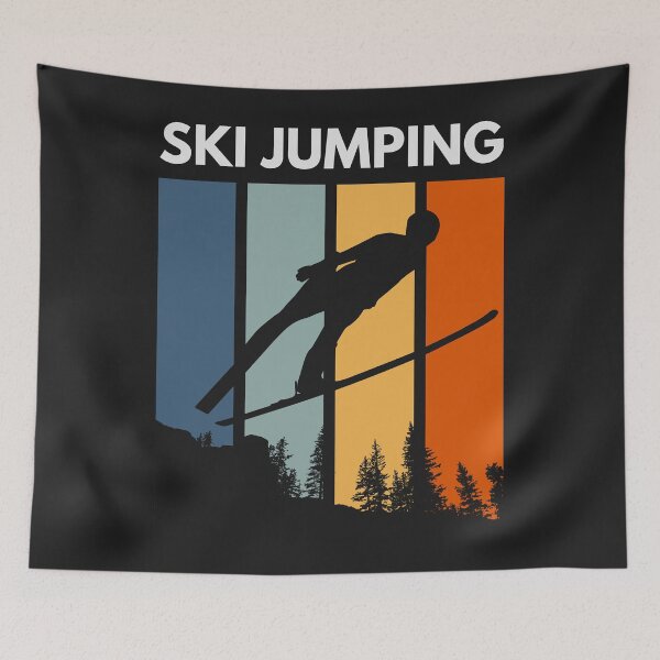 Item preview, Retro Ski Jumping Silhouette Skiing designed and sold by Anniko Art Studio.