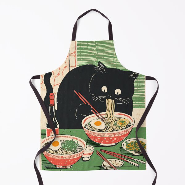 Item preview, Black Cat Ramen Lover | Cozy Japanese Kitchen Art designed and sold by Gourmet Neko Art | .