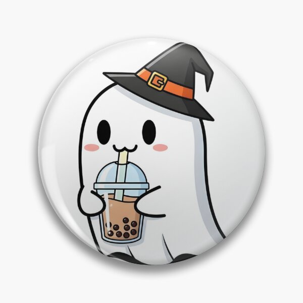 Item preview, Cute Halloween Ghost Drinking Boba Tea - Kawaii Spooky Vibes designed and sold by LunattaStore.