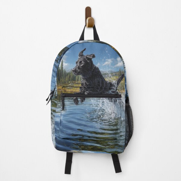 Item preview, A Labrador Retriever jumping into a crystal-clear lake, Dogs in Motion designed and sold by CDC40.