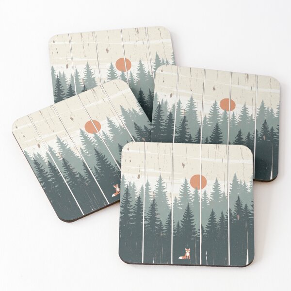 Item preview, Vintage Forest Fox – Rustic Woodland Sunset Art on Distressed Wood Panels designed and sold by YYoYY.