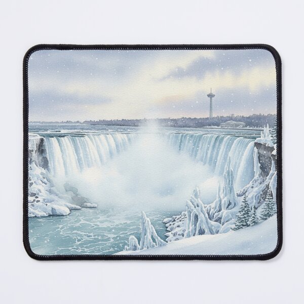 Item preview, Frozen Beauty of Niagara Falls – Winter Watercolor Landscape designed and sold by Mirkoniart.