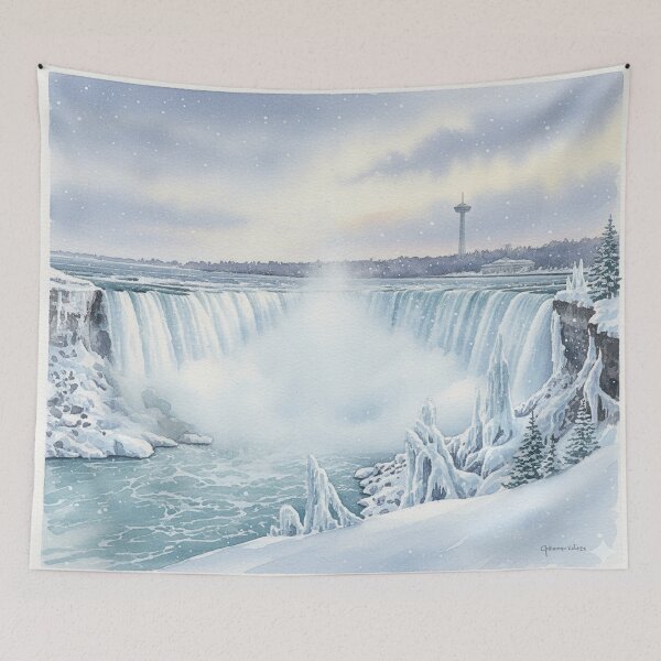 Item preview, Frozen Beauty of Niagara Falls – Winter Watercolor Landscape designed and sold by Mirkoniart.