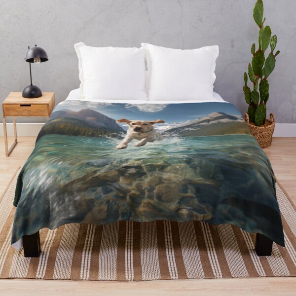 Item preview, A Labrador Retriever jumping into a crystal-clear lake, Dogs in Motion designed and sold by CDC40.