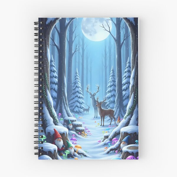 Item preview, Enchanted Forest Under the Moon – Deer and Elves in the Snow designed and sold by Soulharmony.