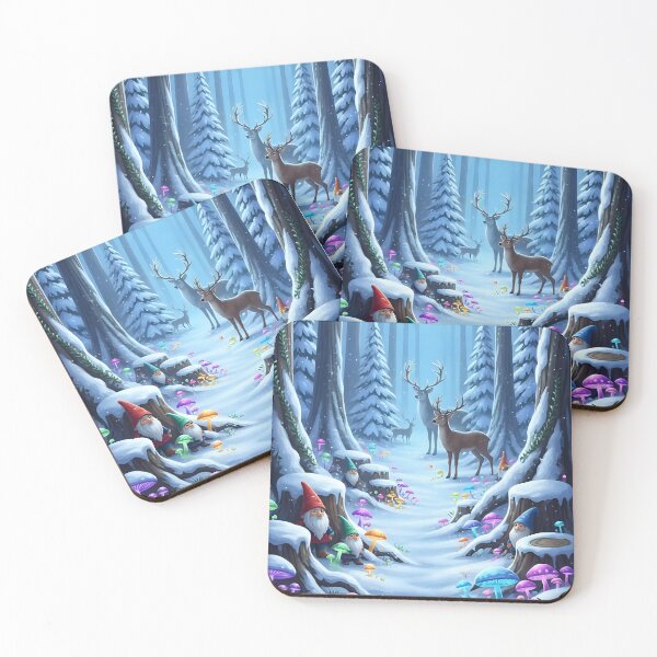 Item preview, Enchanted Forest Under the Moon – Deer and Elves in the Snow designed and sold by Soulharmony.