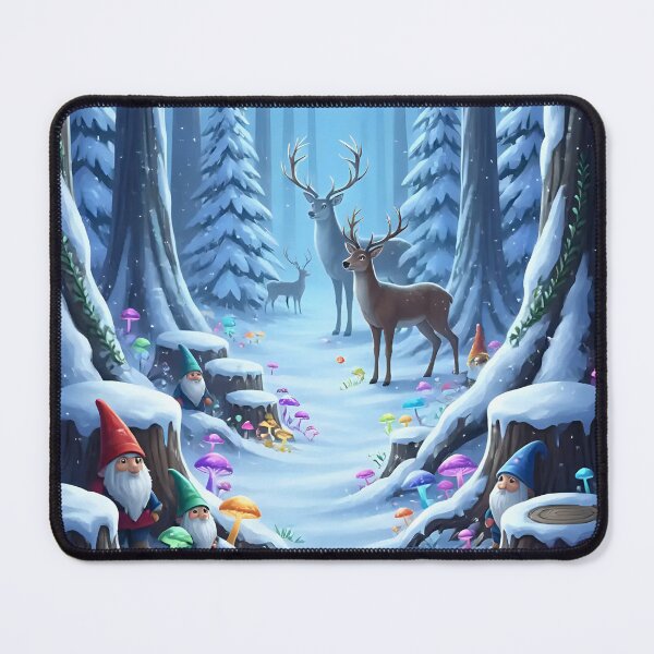 Item preview, Enchanted Forest Under the Moon – Deer and Elves in the Snow designed and sold by Soulharmony.