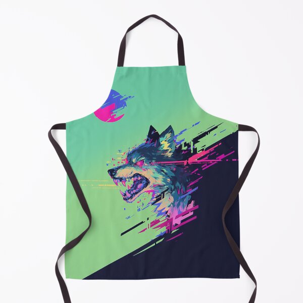 Artikelvorschau, Glitch-Wolfskopf-Design in Neonpink und Blau entworfen und verkauft von Christian Weiss.