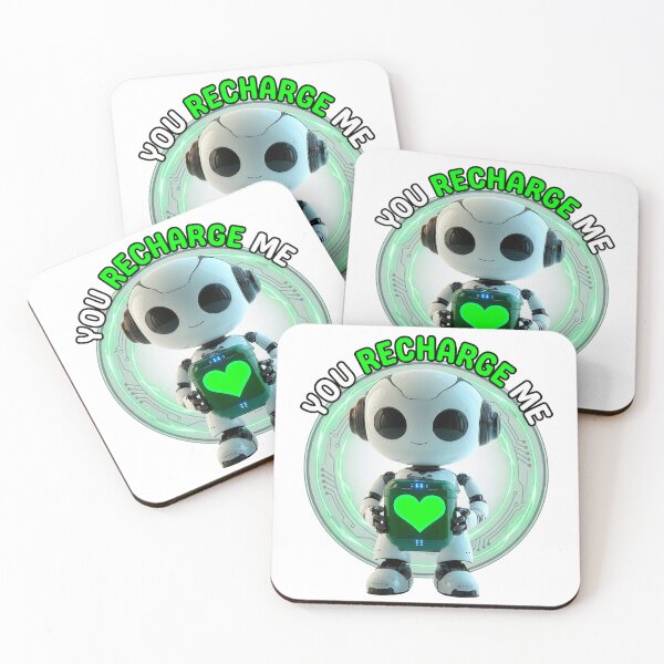 Item preview, You Recharge Me - Cute Robot Holding Green Heart Battery Love designed and sold by xper-t-s.