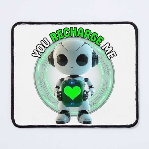 Item preview, You Recharge Me - Cute Robot Holding Green Heart Battery Love designed and sold by xper-t-s.