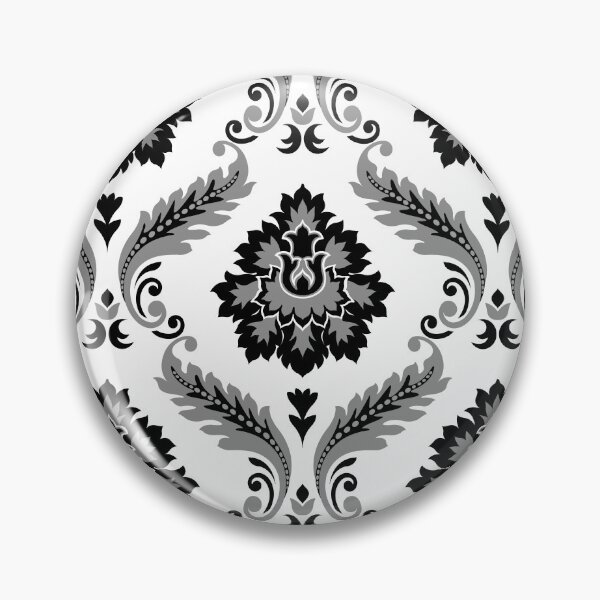 Item preview, Rococo Damask Pattern Grey Black White designed and sold by NataliePaskell.