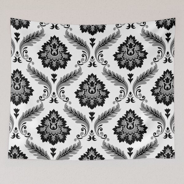 Item preview, Rococo Damask Pattern Grey Black White designed and sold by NataliePaskell.