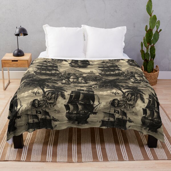 Item preview, Engraved galleons sail past the tropical pirate cove. designed and sold by Piotrek0001.