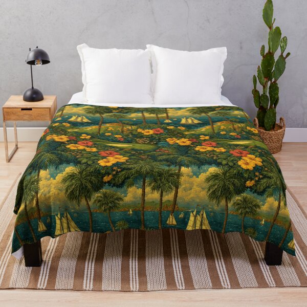 Item preview, Golden ships sail through a lush floral paradise. designed and sold by Piotrek0001.