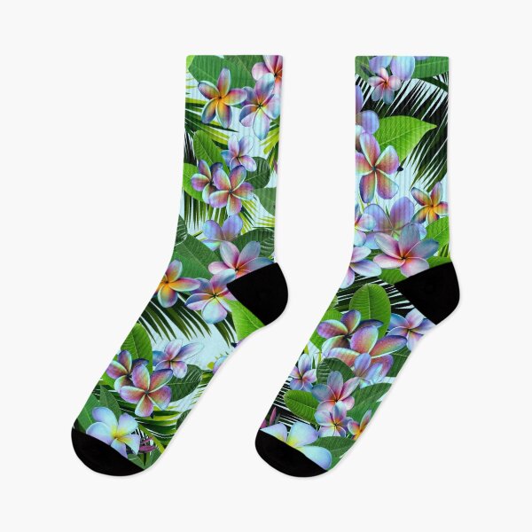 Item preview, Rainbow Plumerias with Palm Fronds designed and sold by MoodyMuseArt.