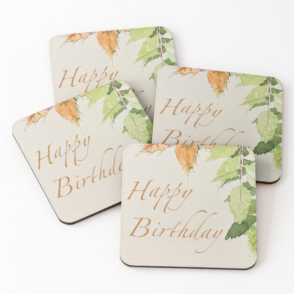 Item preview, Happy birthday greetings with delicate Autumn leaves designed and sold by Susy-j-dot-ca.