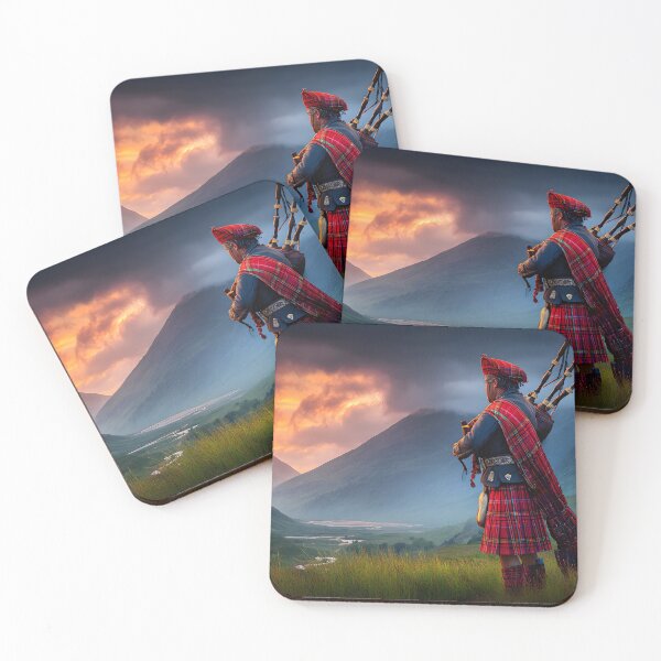 Item preview, Scottish Piper Against a Majestic Sunset Landscape designed and sold by Artessie.