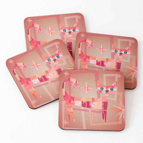 Item preview, Geometric Blocks and Hot Pink Sparkle Astro Cat designed and sold by WitsandWonders.
