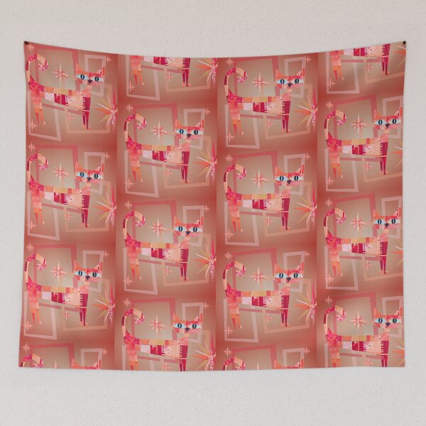 Item preview, Geometric Blocks and Hot Pink Sparkle Astro Cat designed and sold by WitsandWonders.