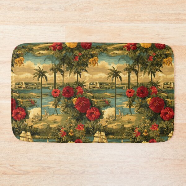 Item preview, A vintage tapestry of ships on a floral river. designed and sold by Piotrek0001.