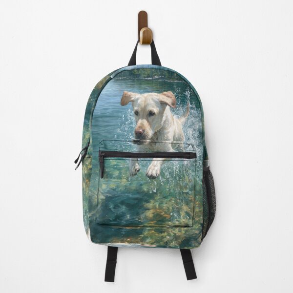 Item preview, A Labrador Retriever jumping into a crystal-clear lake, Dogs in Motion designed and sold by CDC40.